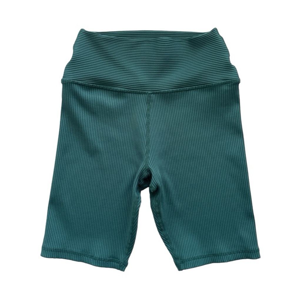 Glider Teal High Power Ribbed Activewear Biker Shorts Size Small